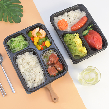 Gepai cutii de prânz de unică folosință, cu 3, 4 sau 5 compartimente, cutii bento cu mai multe compartimente pentru take-away
