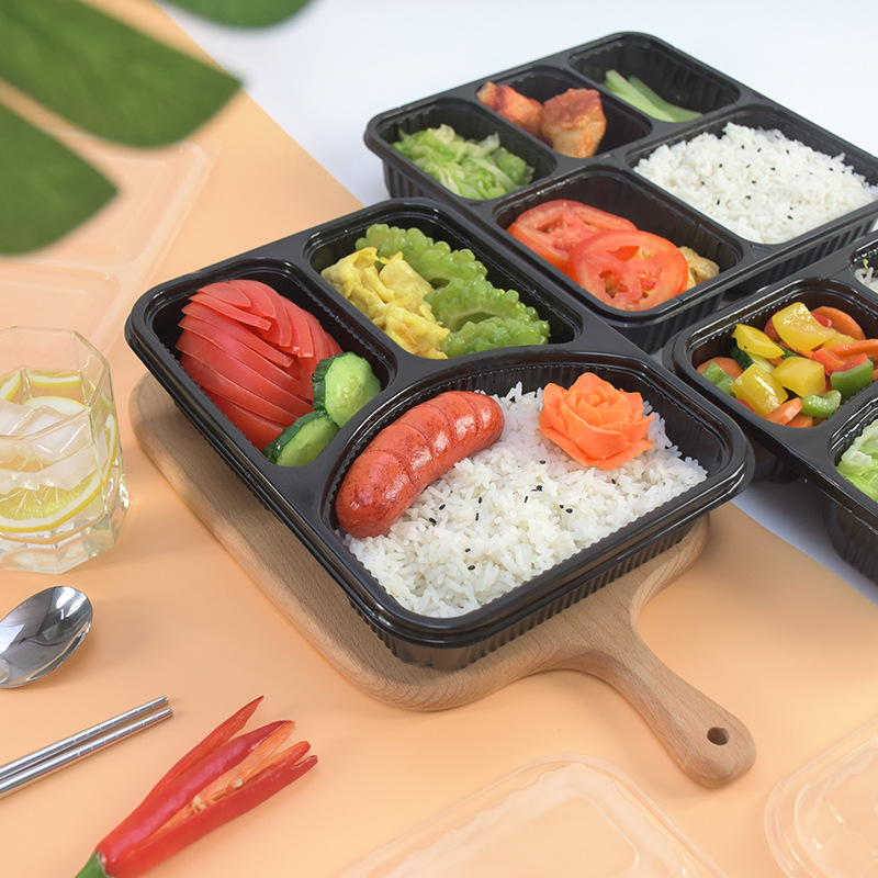 Gepai cutii de prânz de unică folosință, cu 3, 4 sau 5 compartimente, cutii bento cu mai multe compartimente pentru take-away