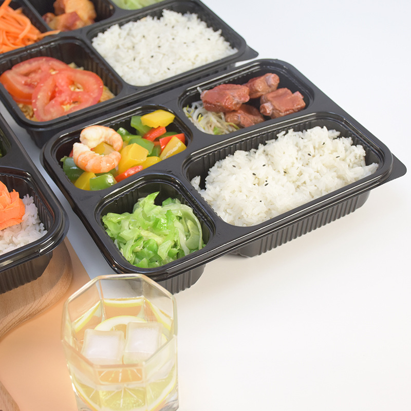 Gepai cutii de prânz de unică folosință, cu 3, 4 sau 5 compartimente, cutii bento cu mai multe compartimente pentru take-away