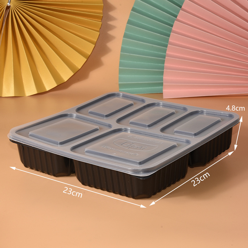 Gepai cutii de prânz de unică folosință, cu 3, 4 sau 5 compartimente, cutii bento cu mai multe compartimente pentru take-away