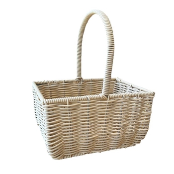 Coș de flori împletit manual din ratan, salcie și bambus, cu aspect imitatie de ratan, ideal pentru aranjamente florale și cadouri.