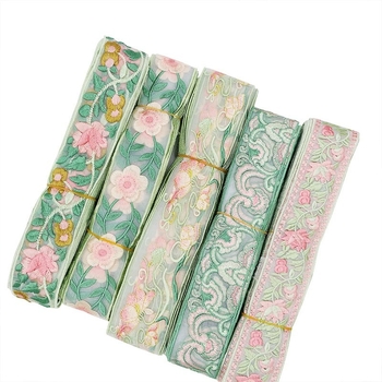 5 cm čipka za rub s 3D izvezenim cvjetovima za DIY ovratnik Hanfu, tradicionalni kineski stil, vintage traka
