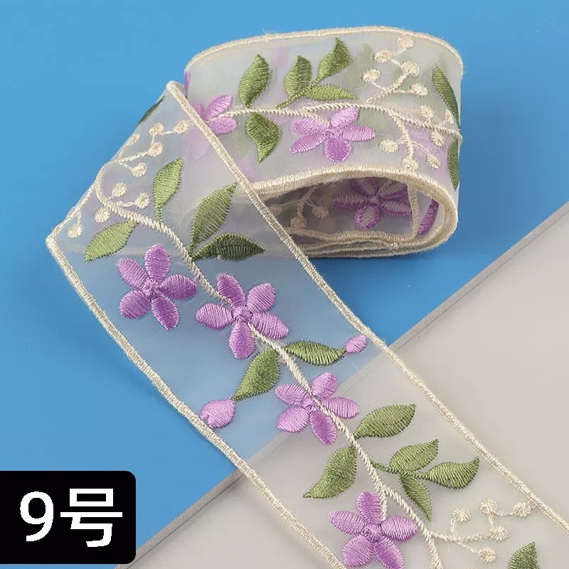 5 cm čipka za rub s 3D izvezenim cvjetovima za DIY ovratnik Hanfu, tradicionalni kineski stil, vintage traka