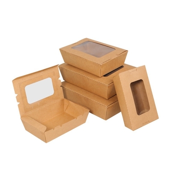 Cutie de prânz din hârtie kraft, de unică folosință, dreptunghiulară, pentru sushi și mâncare rapidă, container pentru fructe