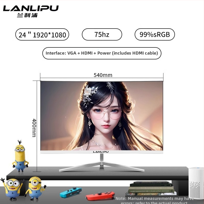 24-inčni računalni monitor, IPS LED zaslon, 1920x1080, omjer stranica 16:9, za kućnu uporabu i igranje