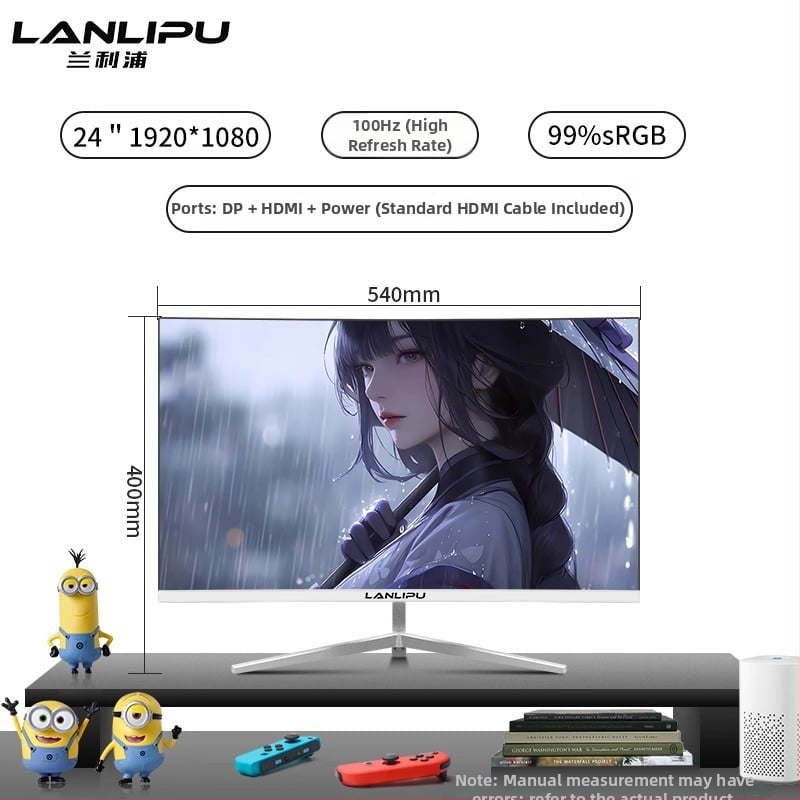 24-inčni računalni monitor, IPS LED zaslon, 1920x1080, omjer stranica 16:9, za kućnu uporabu i igranje
