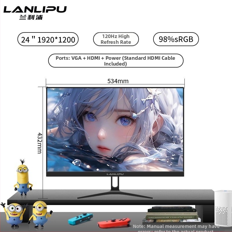 24-inčni računalni monitor, IPS LED zaslon, 1920x1080, omjer stranica 16:9, za kućnu uporabu i igranje