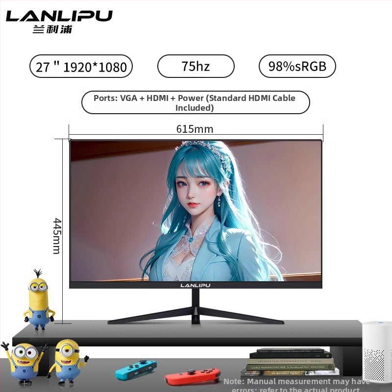 24-inčni računalni monitor, IPS LED zaslon, 1920x1080, omjer stranica 16:9, za kućnu uporabu i igranje