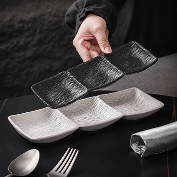 Vas ceramic pătrat pentru sosuri, vas de dip pentru grătar și restaurante, utilizare casnică, finisaj mat, marcă Bairunj