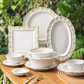 Nova zelena serija porcelanskog posuđa s podglazurom bojom, zdjela za rižu i vintage čipkasti rub