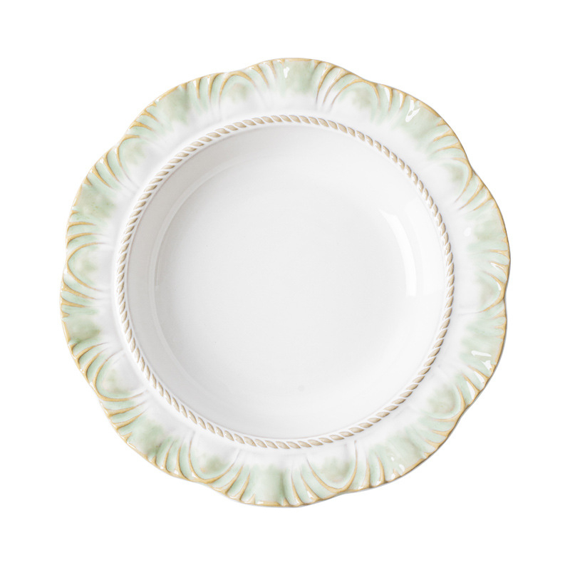 Nova zelena serija porcelanskog posuđa s podglazurom bojom, zdjela za rižu i vintage čipkasti rub