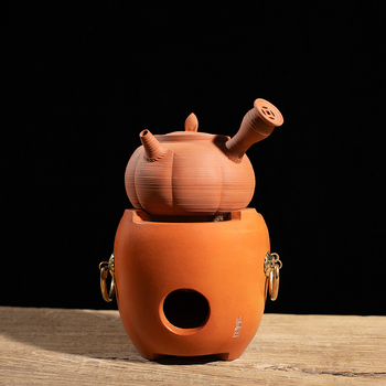 Cuptor ceramic pentru ceai cu cărbune, sobă mică din lut roșu pentru interior, ceremonii de ceai