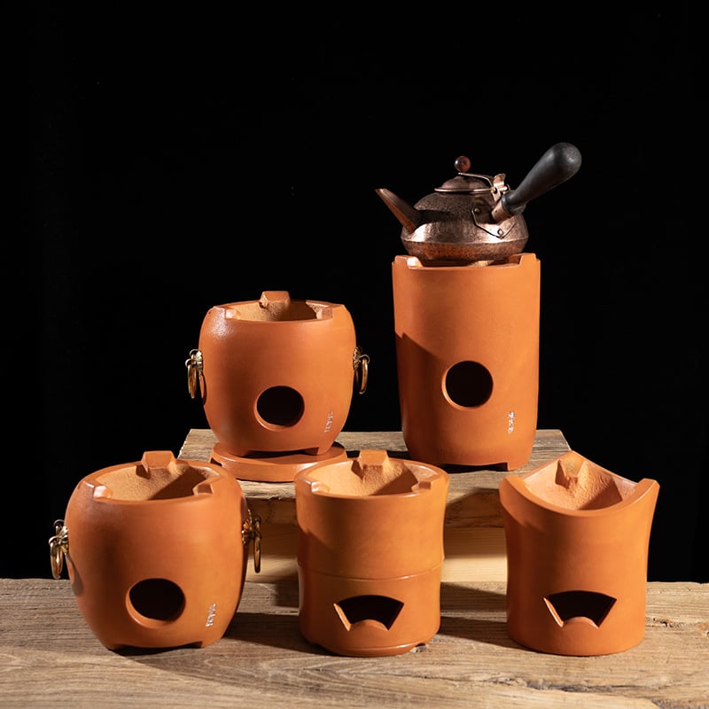 Cuptor ceramic pentru ceai cu cărbune, sobă mică din lut roșu pentru interior, ceremonii de ceai