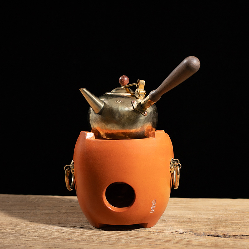 Cuptor ceramic pentru ceai cu cărbune, sobă mică din lut roșu pentru interior, ceremonii de ceai