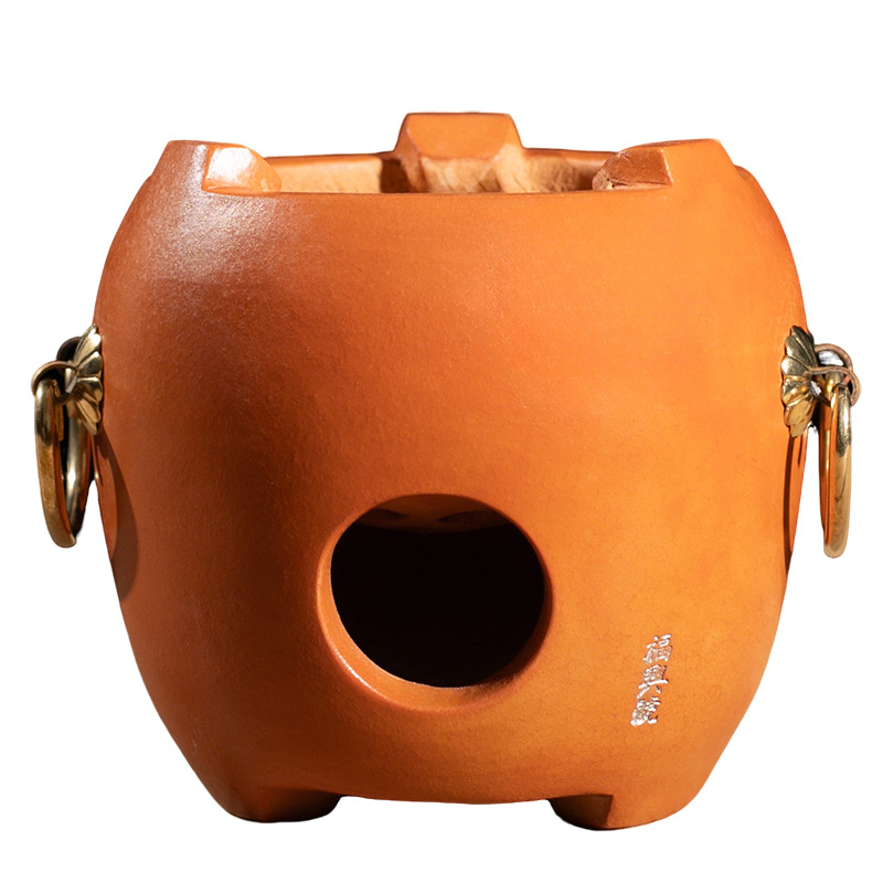 Cuptor ceramic pentru ceai cu cărbune, sobă mică din lut roșu pentru interior, ceremonii de ceai