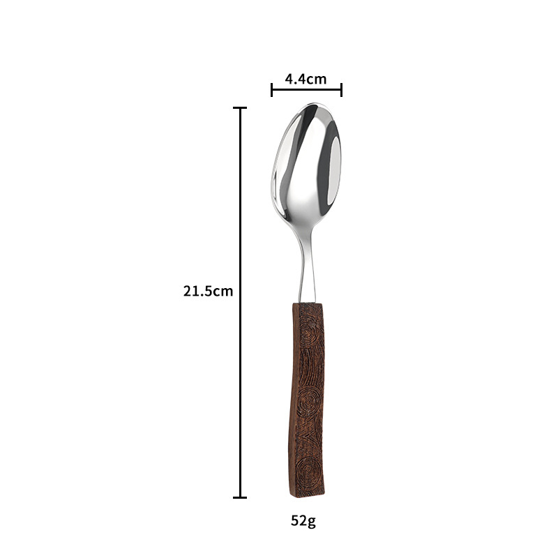 Set tacâmuri Western din oțel inoxidabil 304, cu mâner din lemn de nuc, cuțit, furculiță și lingură, stil retro național, textură ciocănită