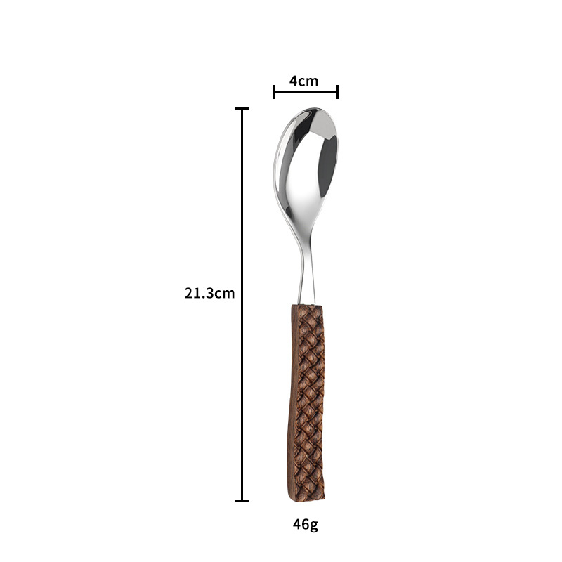 Set tacâmuri Western din oțel inoxidabil 304, cu mâner din lemn de nuc, cuțit, furculiță și lingură, stil retro național, textură ciocănită