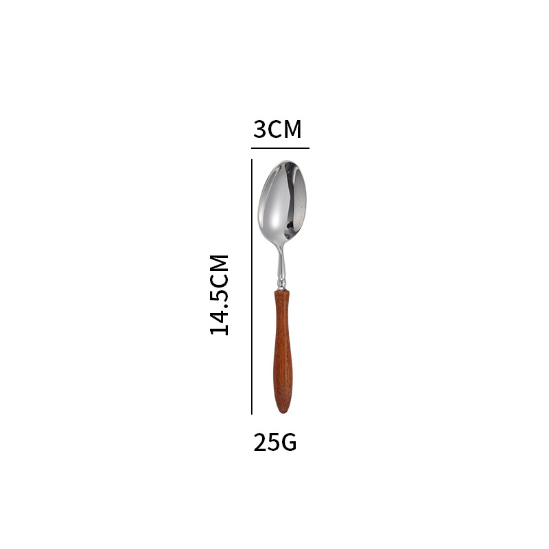 Set de tacâmuri din oțel inoxidabil 304, mâner din palisandru – cuțit, furculiță și lingură pentru hoteluri, bucătărie occidentală și utilizare casnică