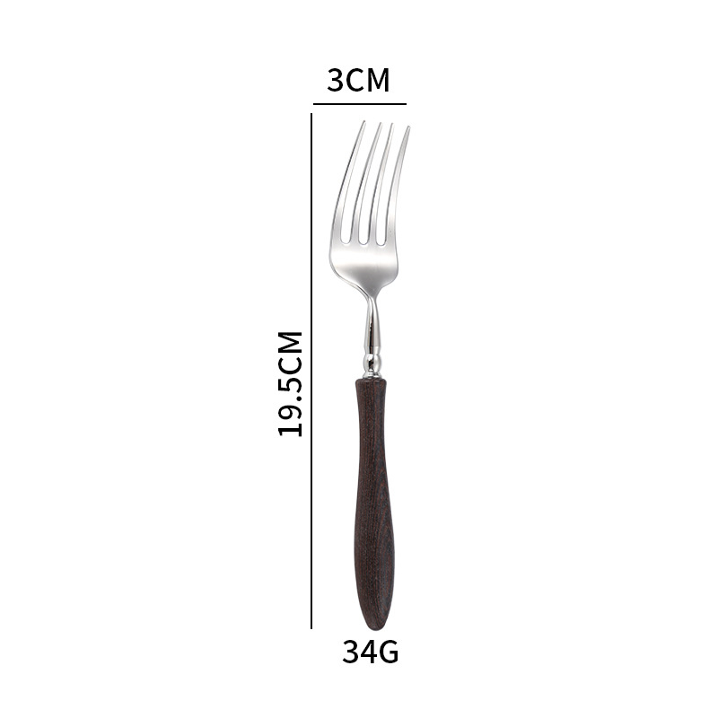 Set de tacâmuri din oțel inoxidabil 304, mâner din palisandru – cuțit, furculiță și lingură pentru hoteluri, bucătărie occidentală și utilizare casnică