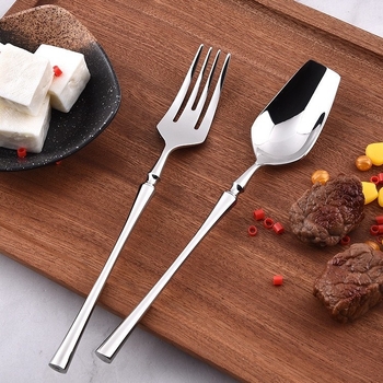 Lingură de desert și furculiță de desert din oțel inoxidabil 304, design retro cu fulg de zăpadă