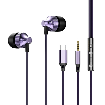 Kabeles Type-C fülhallgató, digitális fém ház, in-ear játékhoz és sporthoz, 1,2 m