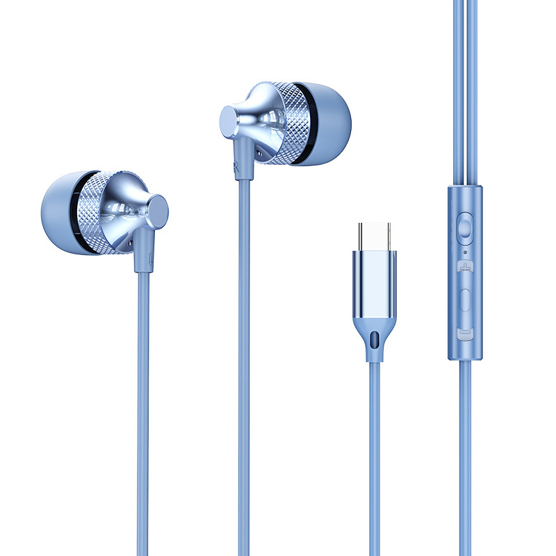 Kabeles Type-C fülhallgató, digitális fém ház, in-ear játékhoz és sporthoz, 1,2 m