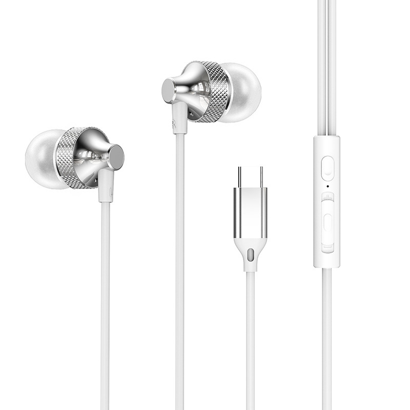 Kabeles Type-C fülhallgató, digitális fém ház, in-ear játékhoz és sporthoz, 1,2 m
