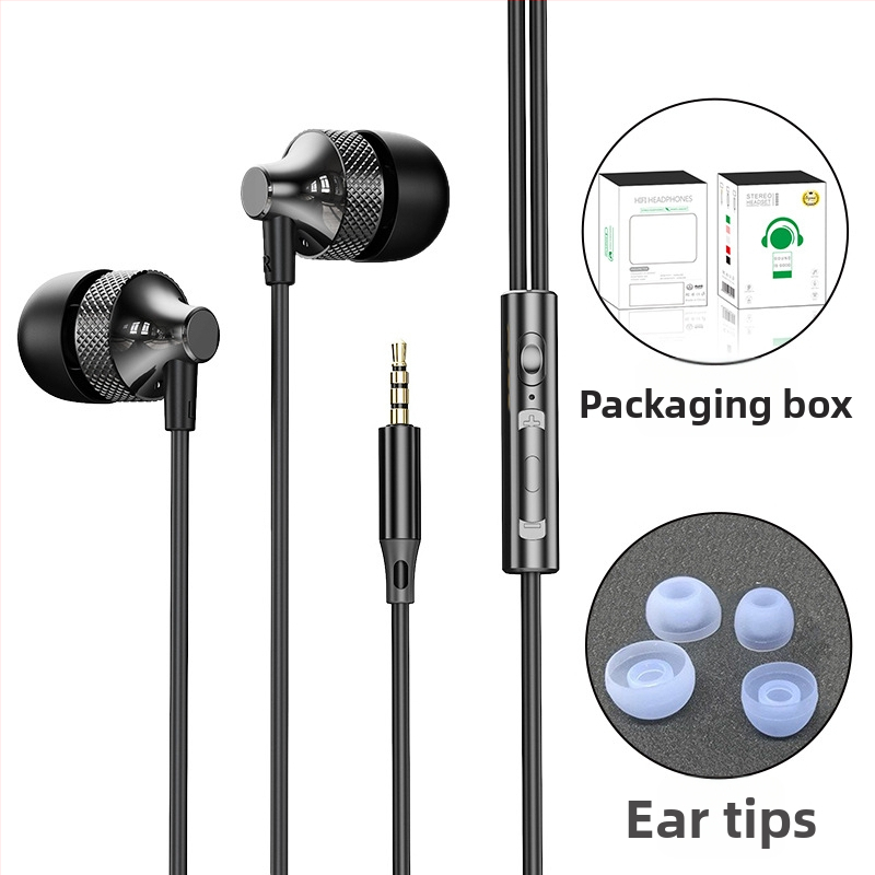 Kabeles Type-C fülhallgató, digitális fém ház, in-ear játékhoz és sporthoz, 1,2 m