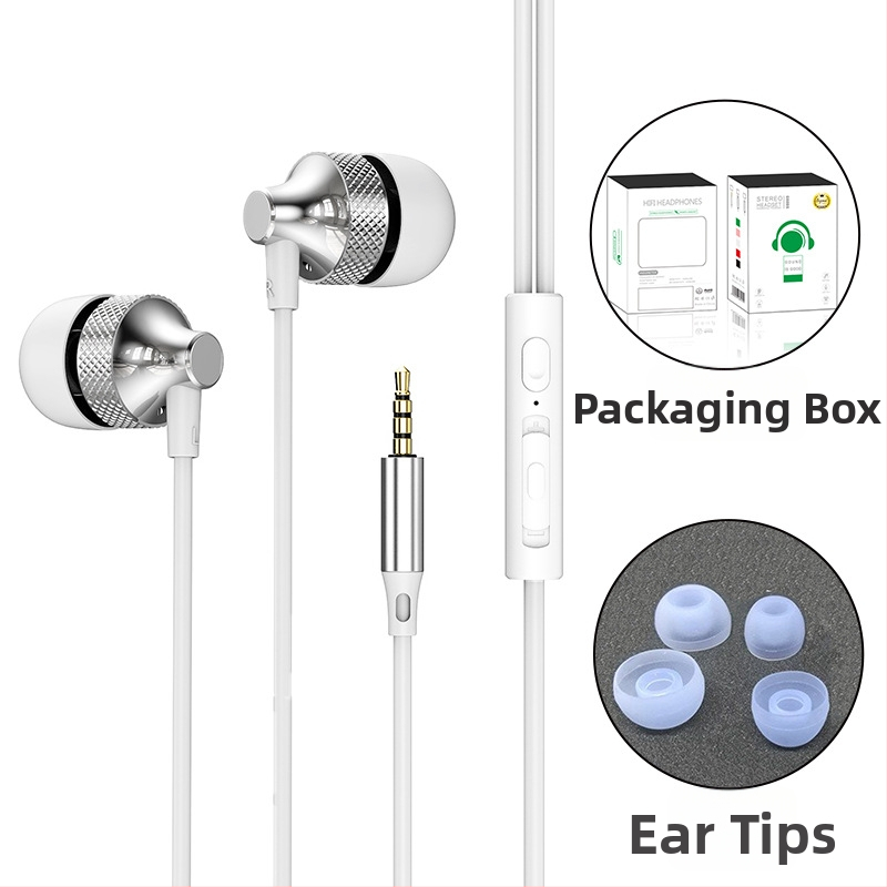 Kabeles Type-C fülhallgató, digitális fém ház, in-ear játékhoz és sporthoz, 1,2 m