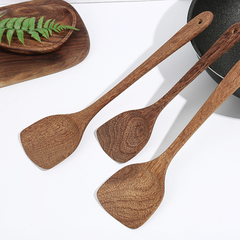 Set din lemn de linguri și spatule pentru gătit, fără lac, cu logo gravat