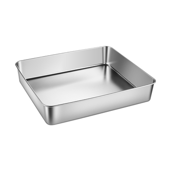 Rozsdamentes acél négyszögletes fedeles tál, tiramisú készítő tál, gőzölésre és sütésre, átmérő 18–18.9 cm