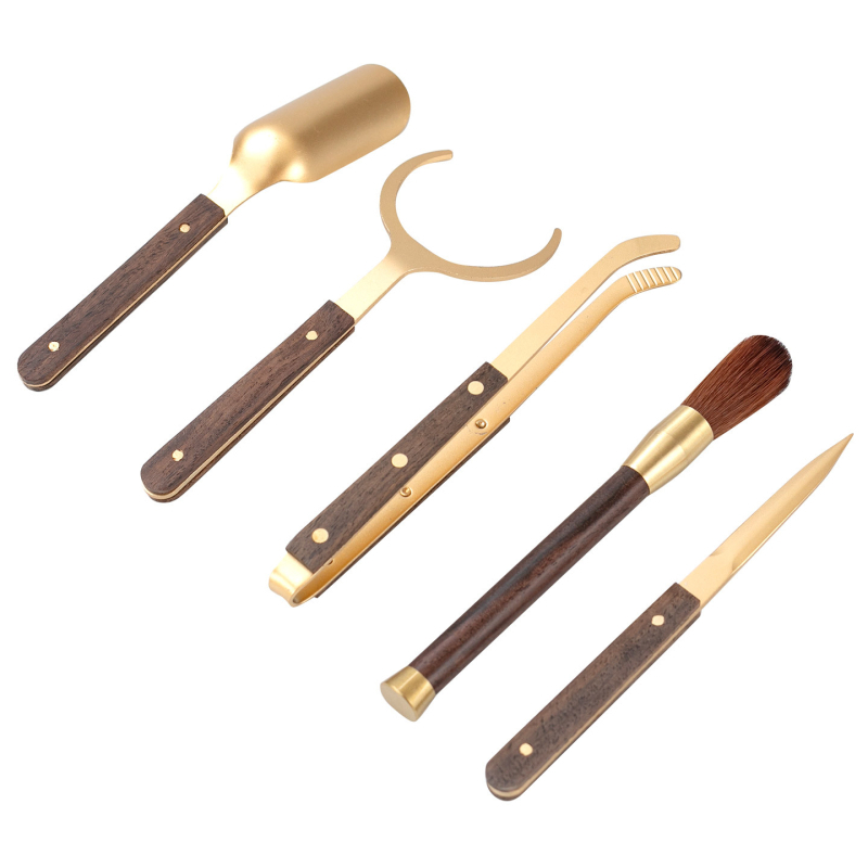 Set pentru ceremonia ceaiului Six Gentlemen – Accesorii premium Kung Fu pentru uz casnic, incluzând clip pentru ceai, linguriță, cuțiș pentru ceai și unelte de întreținere a ceainicului