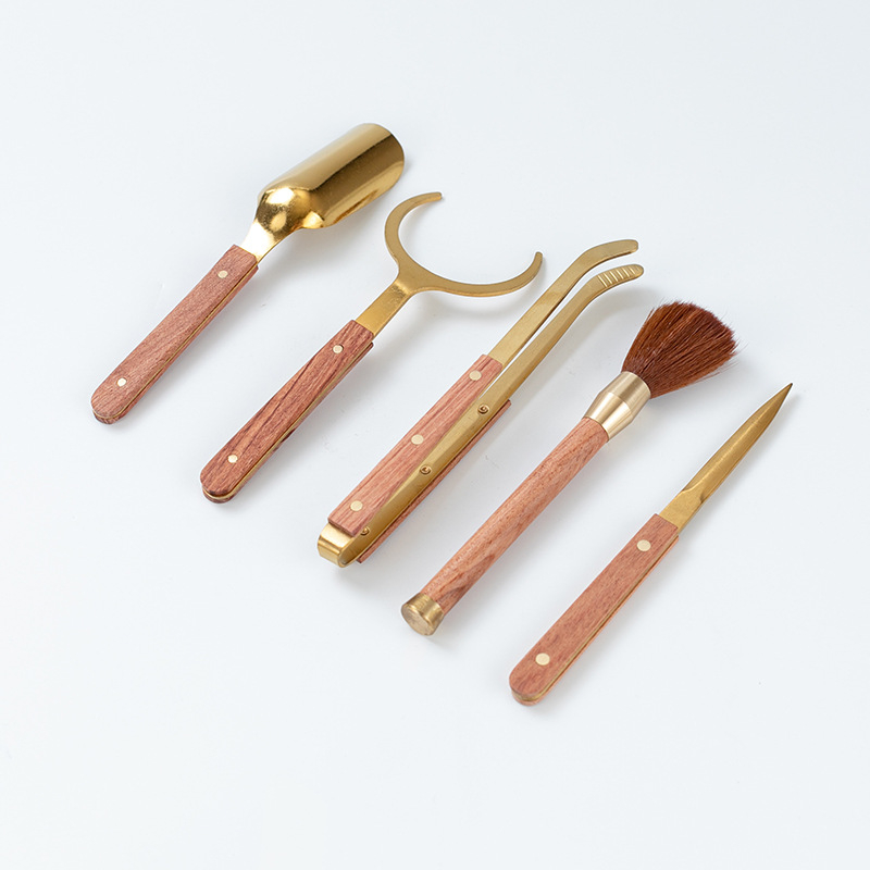 Set pentru ceremonia ceaiului Six Gentlemen – Accesorii premium Kung Fu pentru uz casnic, incluzând clip pentru ceai, linguriță, cuțiș pentru ceai și unelte de întreținere a ceainicului