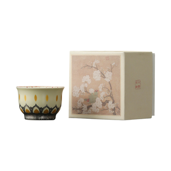 Căniță de ceai din ceramică cu motiv floral, în stil chinezesc, parte a unui set Gong Fu, o singură căniță pentru degustare ceai.