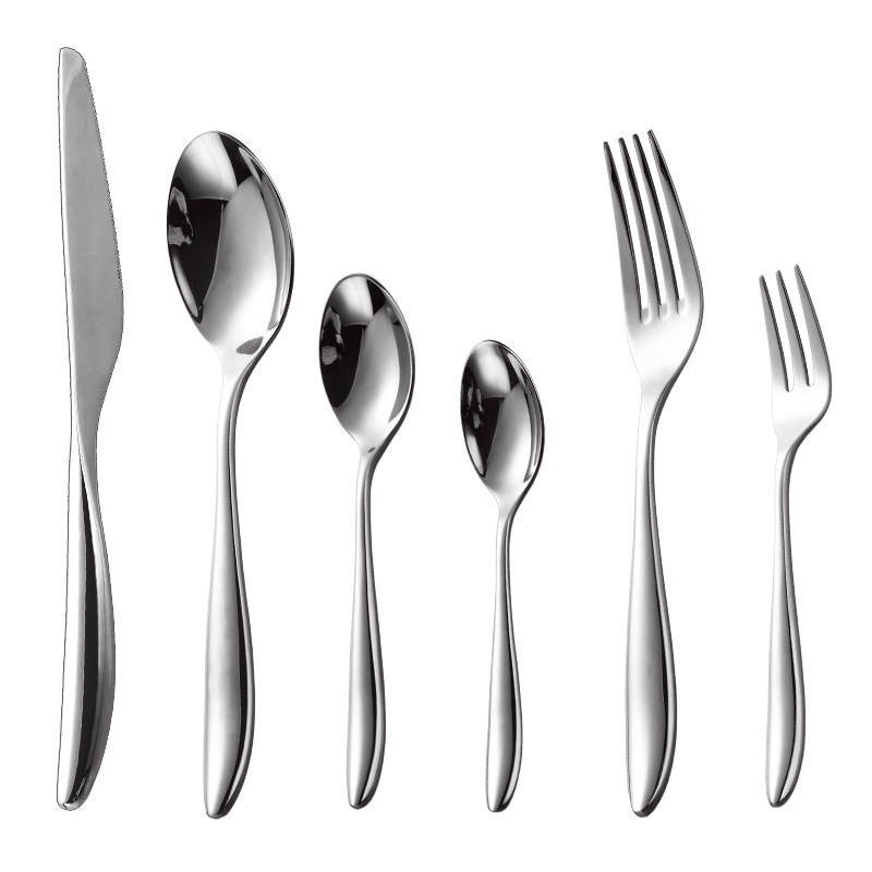 Set tacâmuri din oțel inoxidabil 304, cu textură ciocănită, incluzând cuțit, furculiță, lingură și linguriță de desert, pentru uz casnic și hoteluri de lux, poate sta în poziție verticală