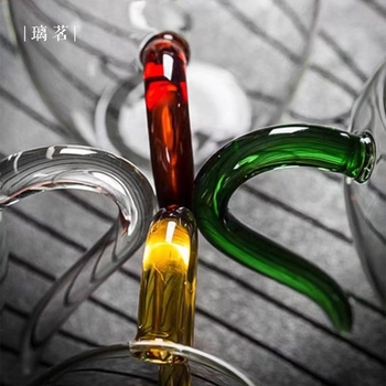 Ceșă de sticlă pentru distribuția ceaiului, stil japonez, sticlă borosilicată înaltă, rezistentă la căldură, îngroșată, lucrată manual, mâner curbat, set Kung Fu de ceai, separator de ceai, capacitate mare, stil nou