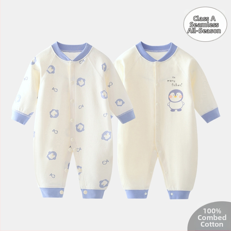 Bavlnený overal pre novorodencov, dlhé rukávy, 0–3 mesiacov, unisex, jar a jeseň