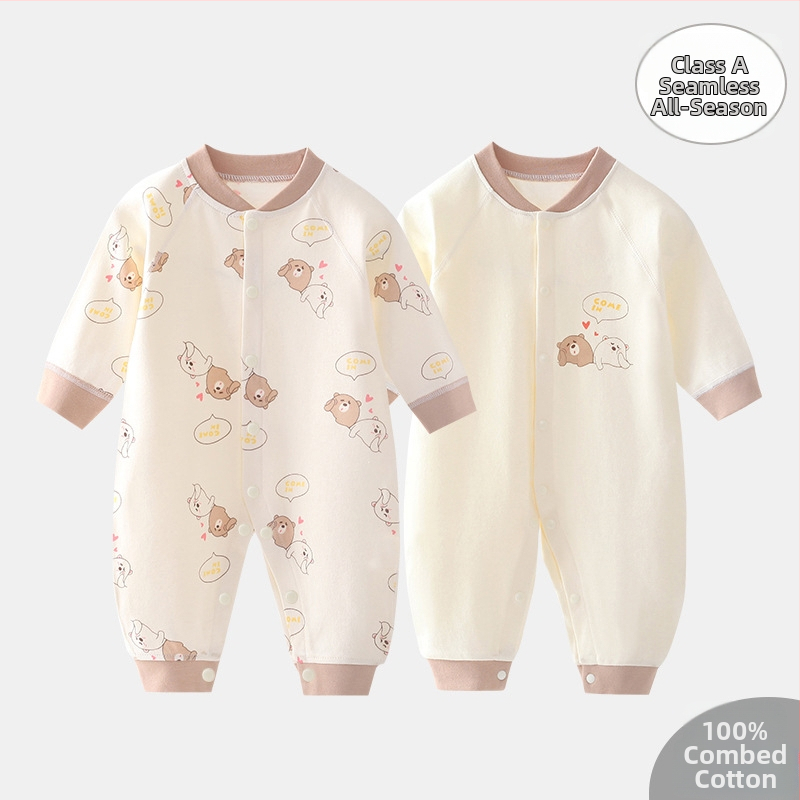 Bavlnený overal pre novorodencov, dlhé rukávy, 0–3 mesiacov, unisex, jar a jeseň