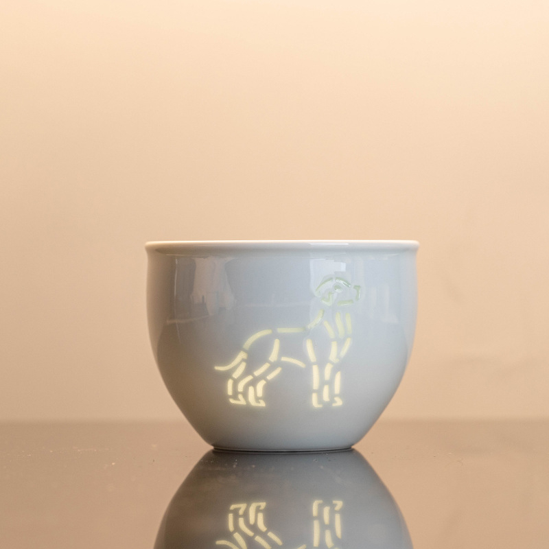 Set cadou cești de ceai din porțelan cu cele 12 zodii, în cutie cadou, gravură verde închis