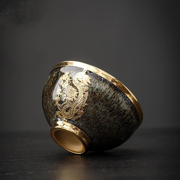 Ceașcă de ceai din porțelan cu jad placat cu aur, design cu cele 12 zodii, ceașcă individuală