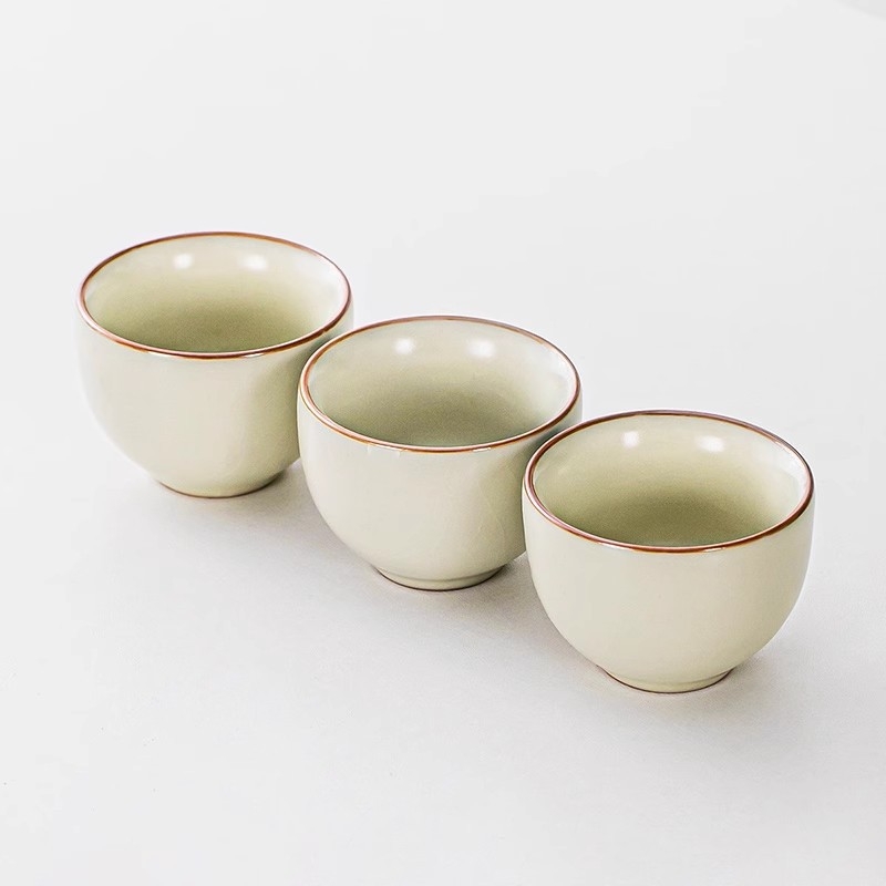 Ruyao Kung Fu set de ceai ceramic: ceainic cu capac, cești și tavă pentru ceai, glazură cu fisuri de gheață, stil modern simplu pentru casă