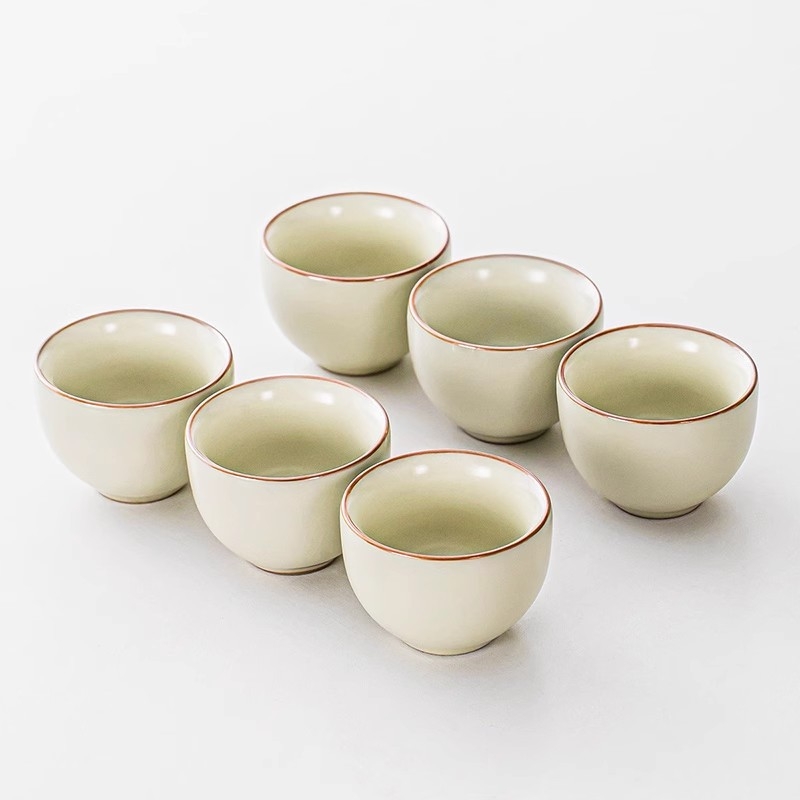 Ruyao Kung Fu set de ceai ceramic: ceainic cu capac, cești și tavă pentru ceai, glazură cu fisuri de gheață, stil modern simplu pentru casă