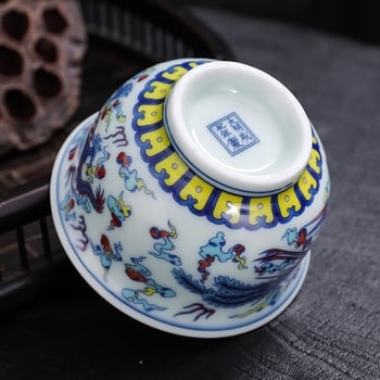 Ceașcă mare de ceai din ceramică bleu-alb, în stil antic, ceașcă individuală pentru ceai Gongfu