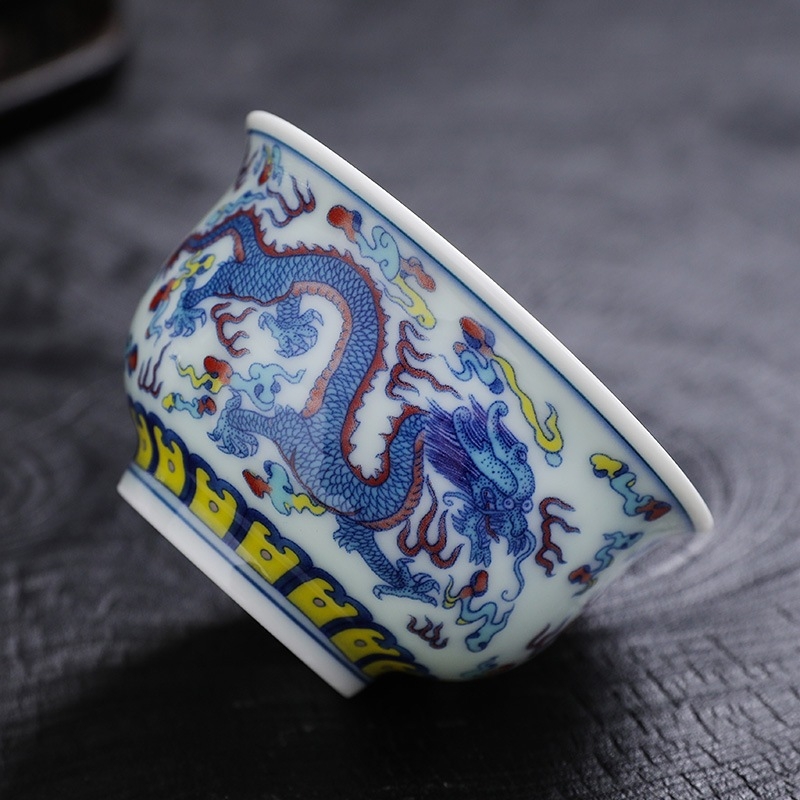 Ceașcă mare de ceai din ceramică bleu-alb, în stil antic, ceașcă individuală pentru ceai Gongfu