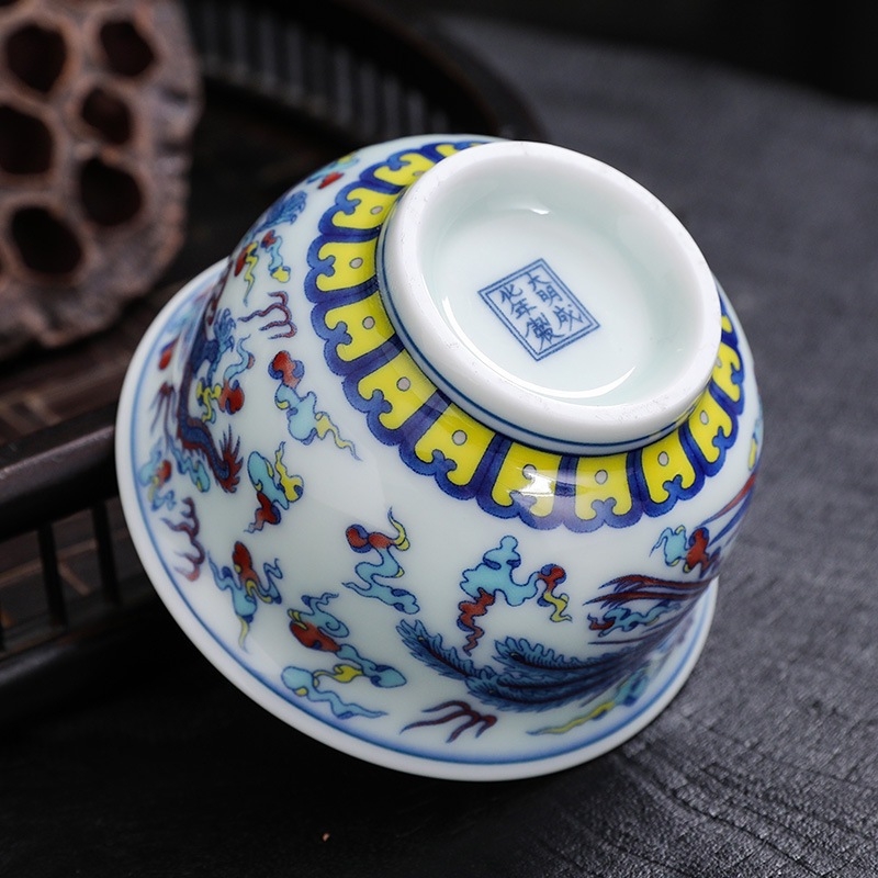 Ceașcă mare de ceai din ceramică bleu-alb, în stil antic, ceașcă individuală pentru ceai Gongfu