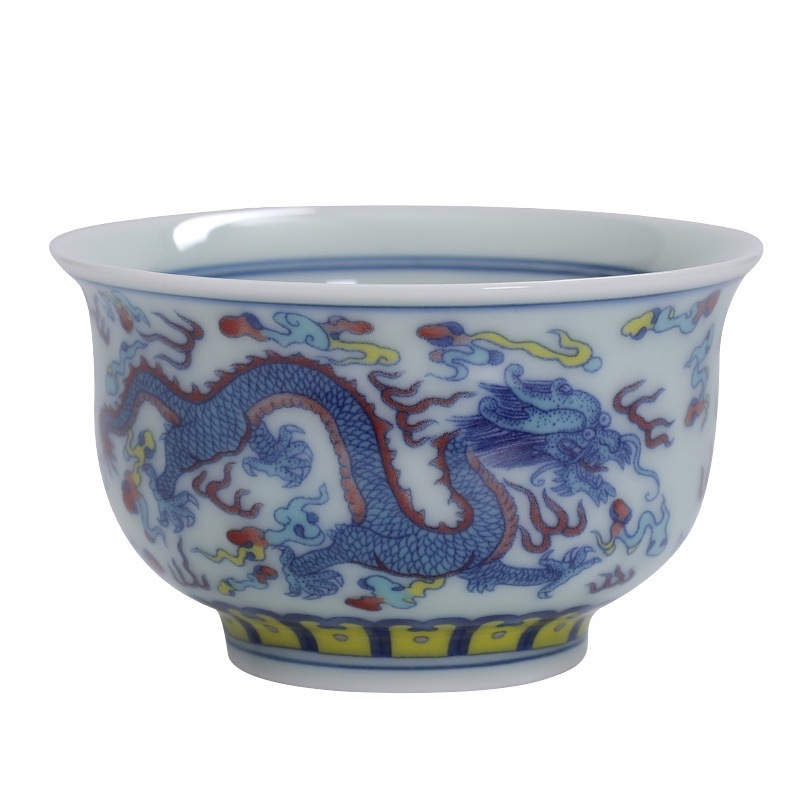 Ceașcă mare de ceai din ceramică bleu-alb, în stil antic, ceașcă individuală pentru ceai Gongfu