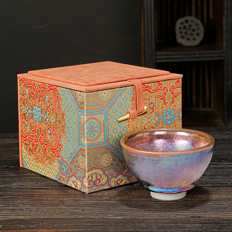 Jianyao Jianyang Jianzhan Master Cup - Ceașcă mare de ceai din ceramică, lucrată manual, glazură Oil Drop și Rabbit Hair