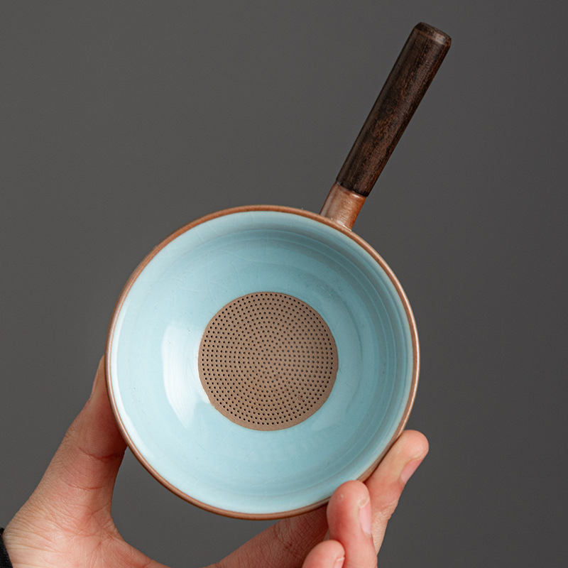 Ru Kiln Filtru de ceai creativ – filtru ceramic pentru set de ceai în stil chinezesc, utilizare casnică
