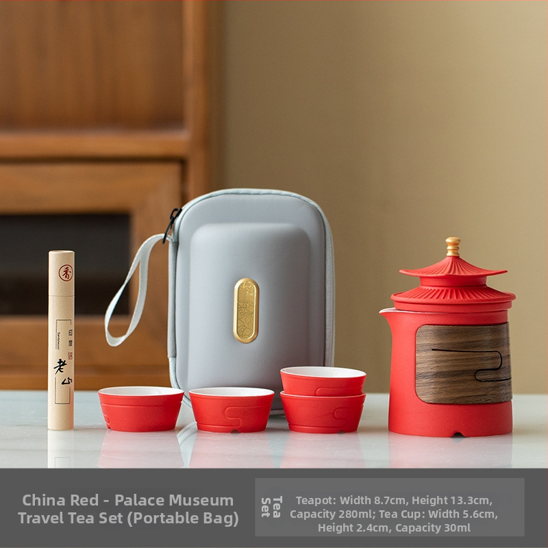Set portabil de ceai cu ceainic ceramic și patru căni, în stil chinezesc nou – cadou de afaceri