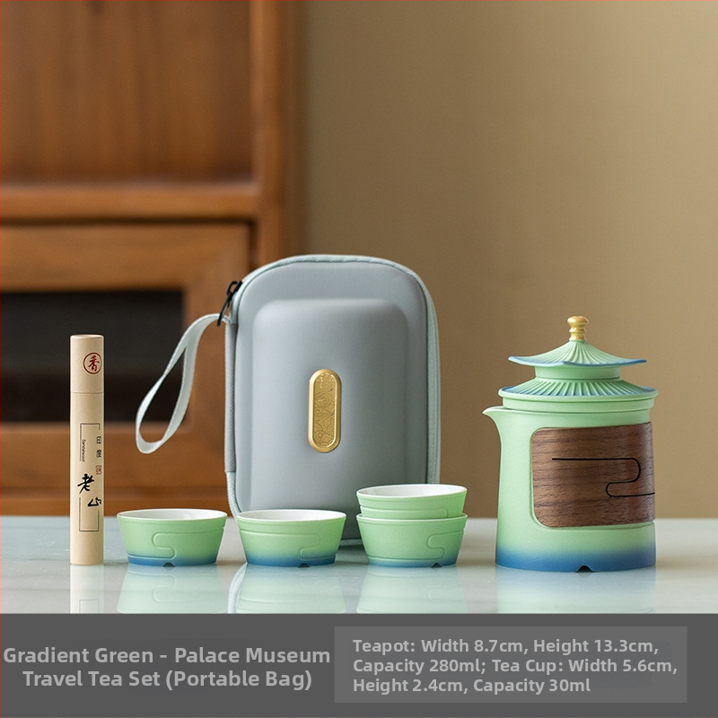 Set portabil de ceai cu ceainic ceramic și patru căni, în stil chinezesc nou – cadou de afaceri